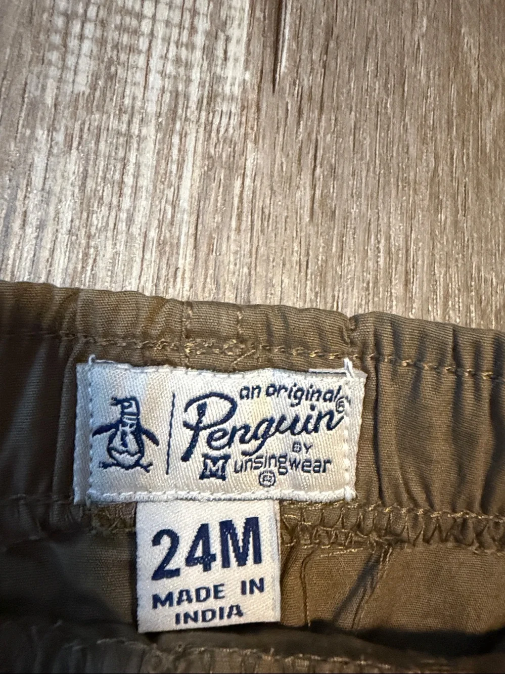 Original Penguin Boys Tan Pull-On Shorts with Navy Drawstring